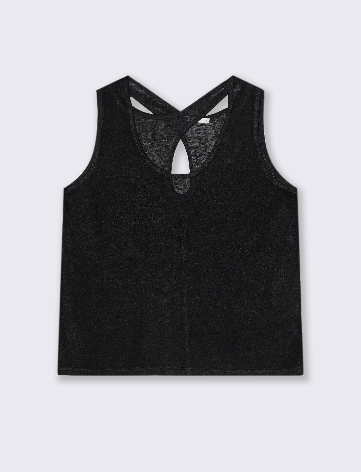 Top in tessuto effetto lino da donna - Nero