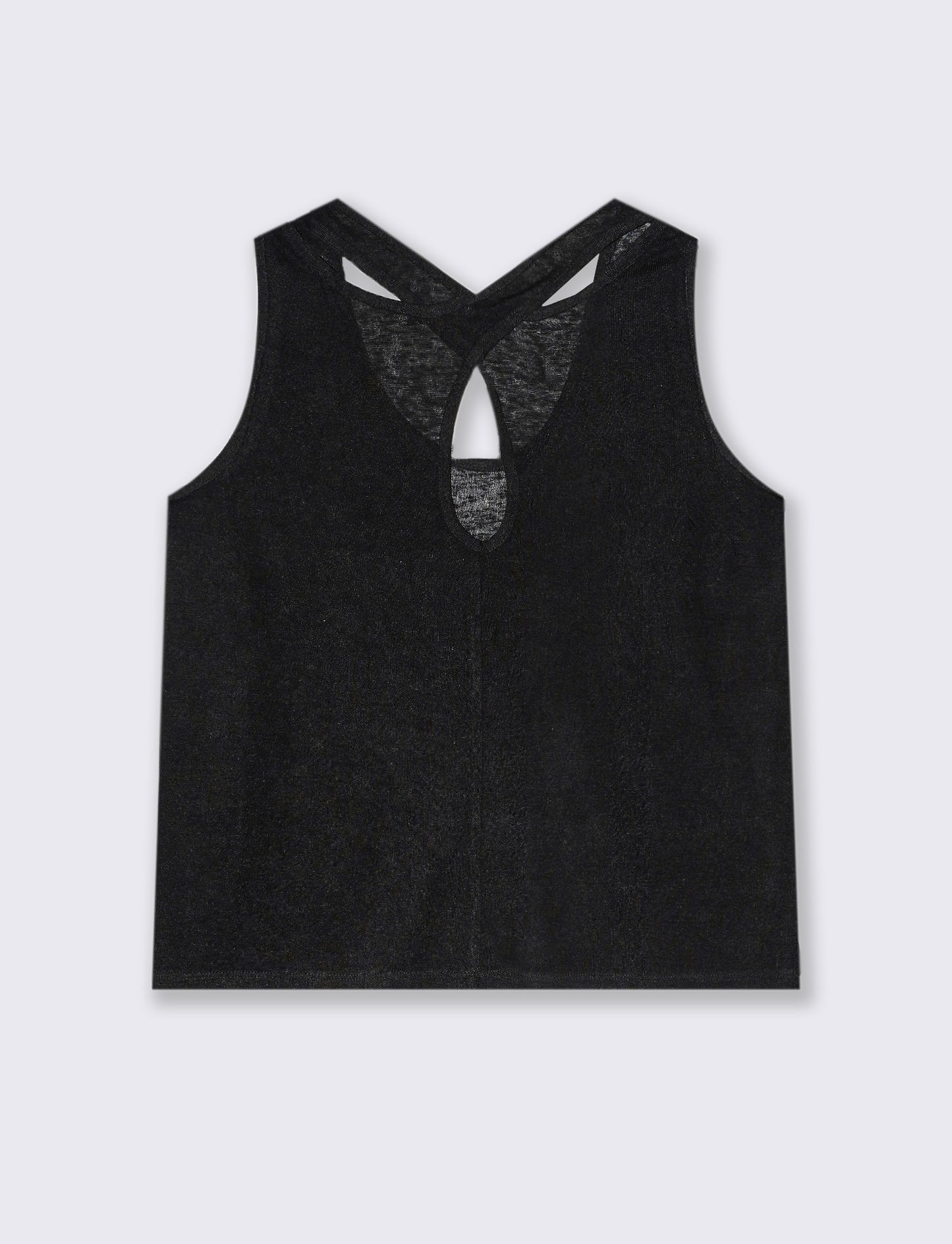 Top in tessuto effetto lino da donna - Nero