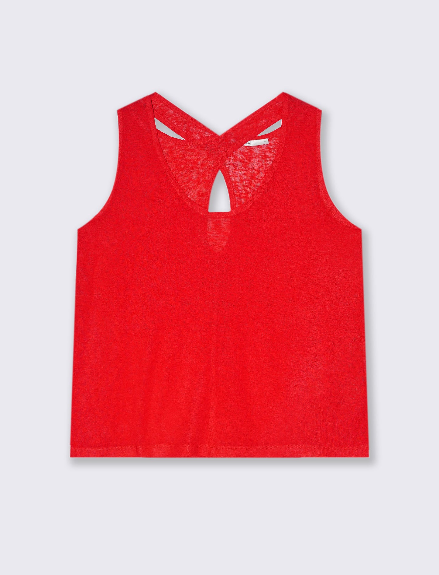 Top in tessuto effetto lino da donna - Rosso scarlatto