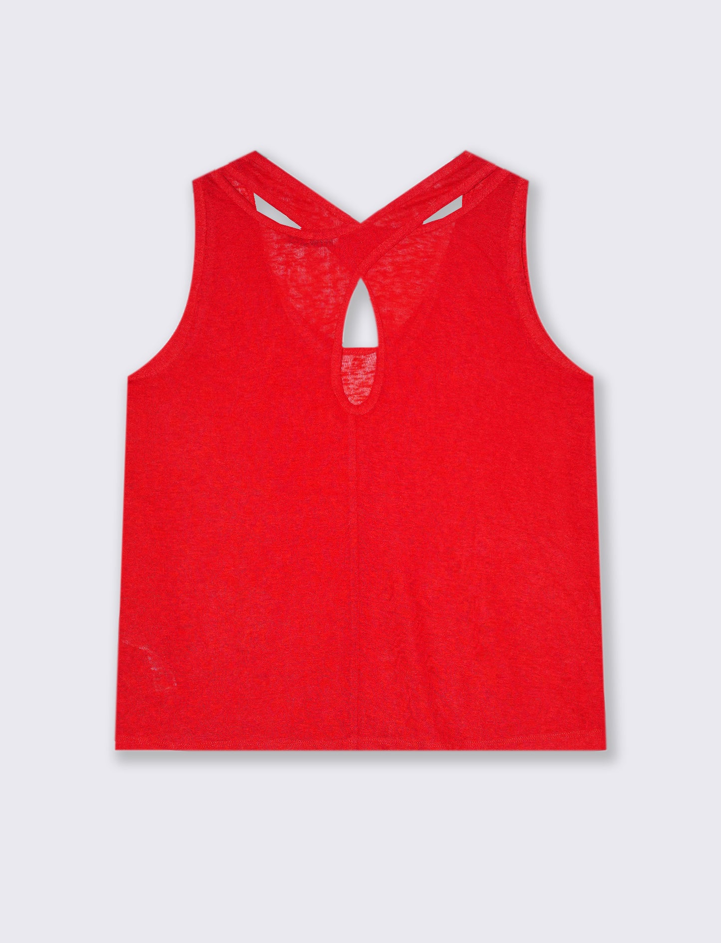 Top in tessuto effetto lino da donna - Rosso scarlatto