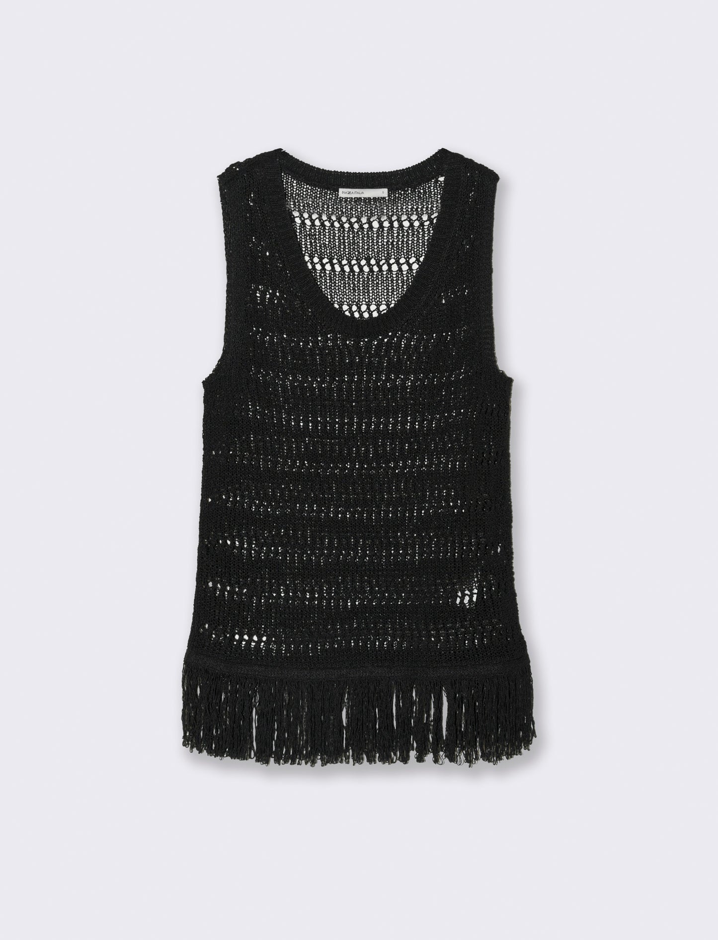 Top crochet con frange da donna - Nero