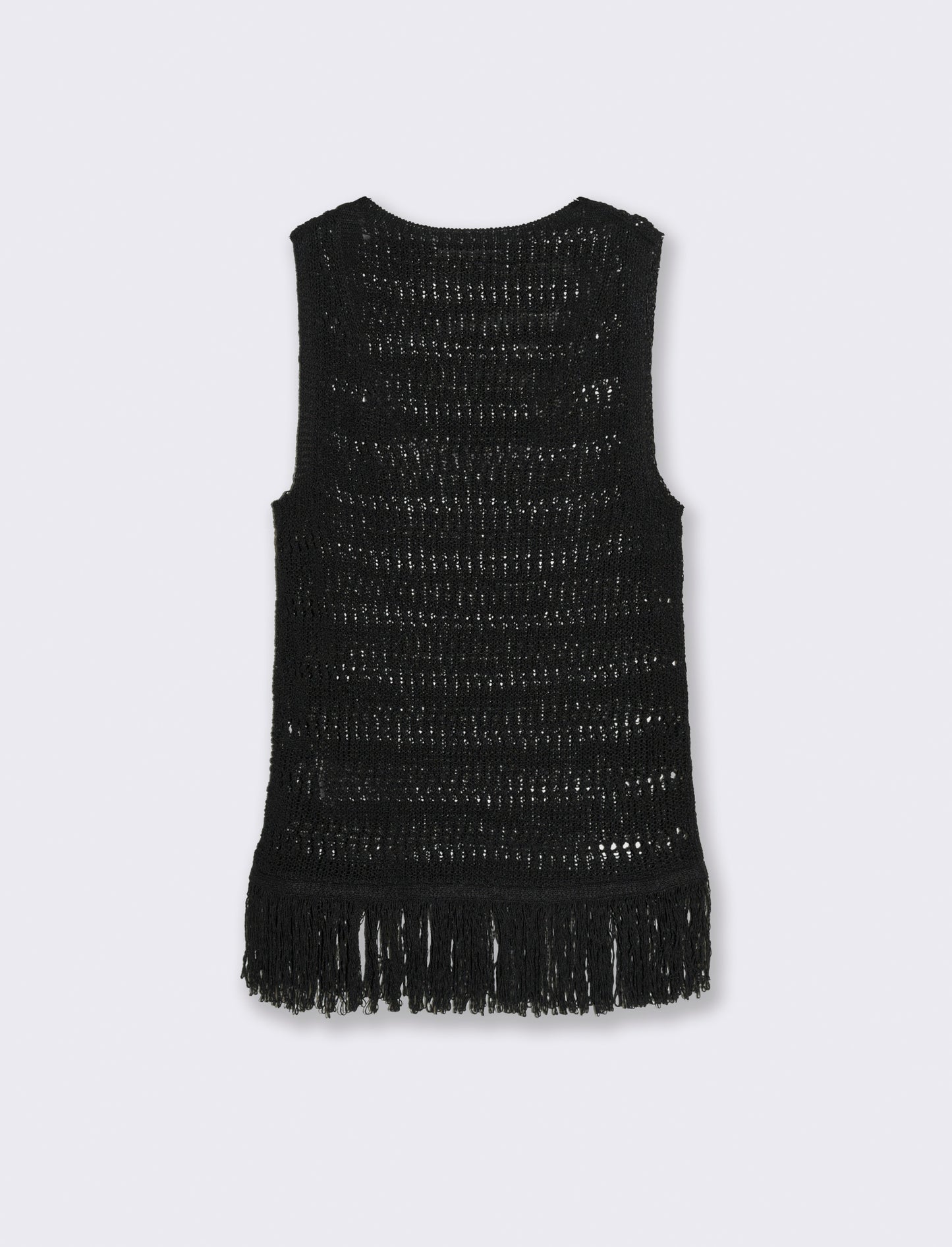 Top crochet con frange da donna - Nero