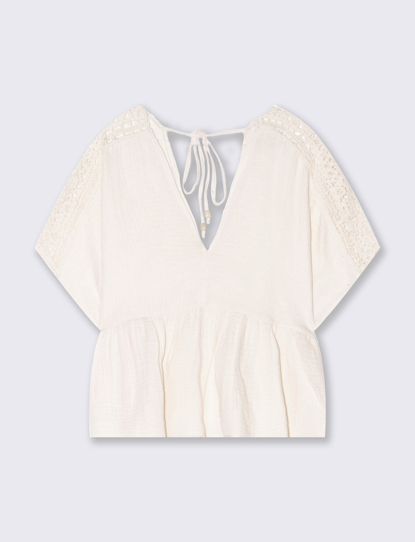 Top con inserto di pizzo da donna - Avorio