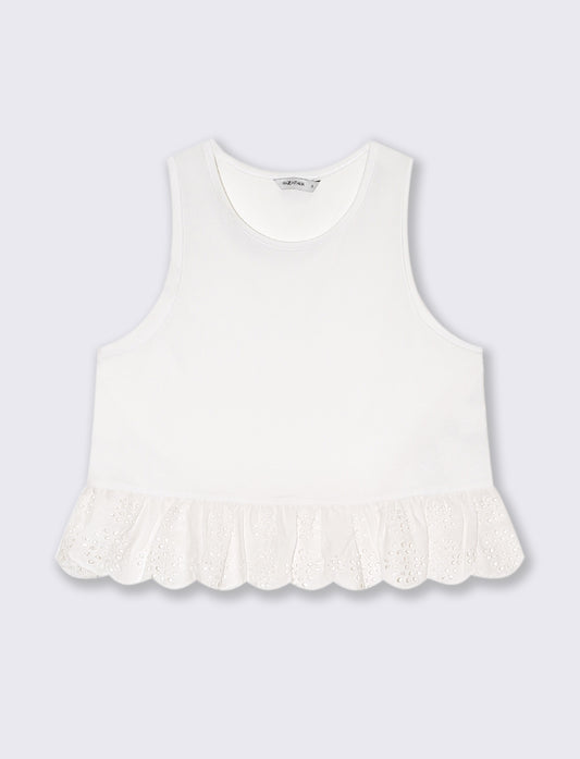 Top con volant da donna - Bianco