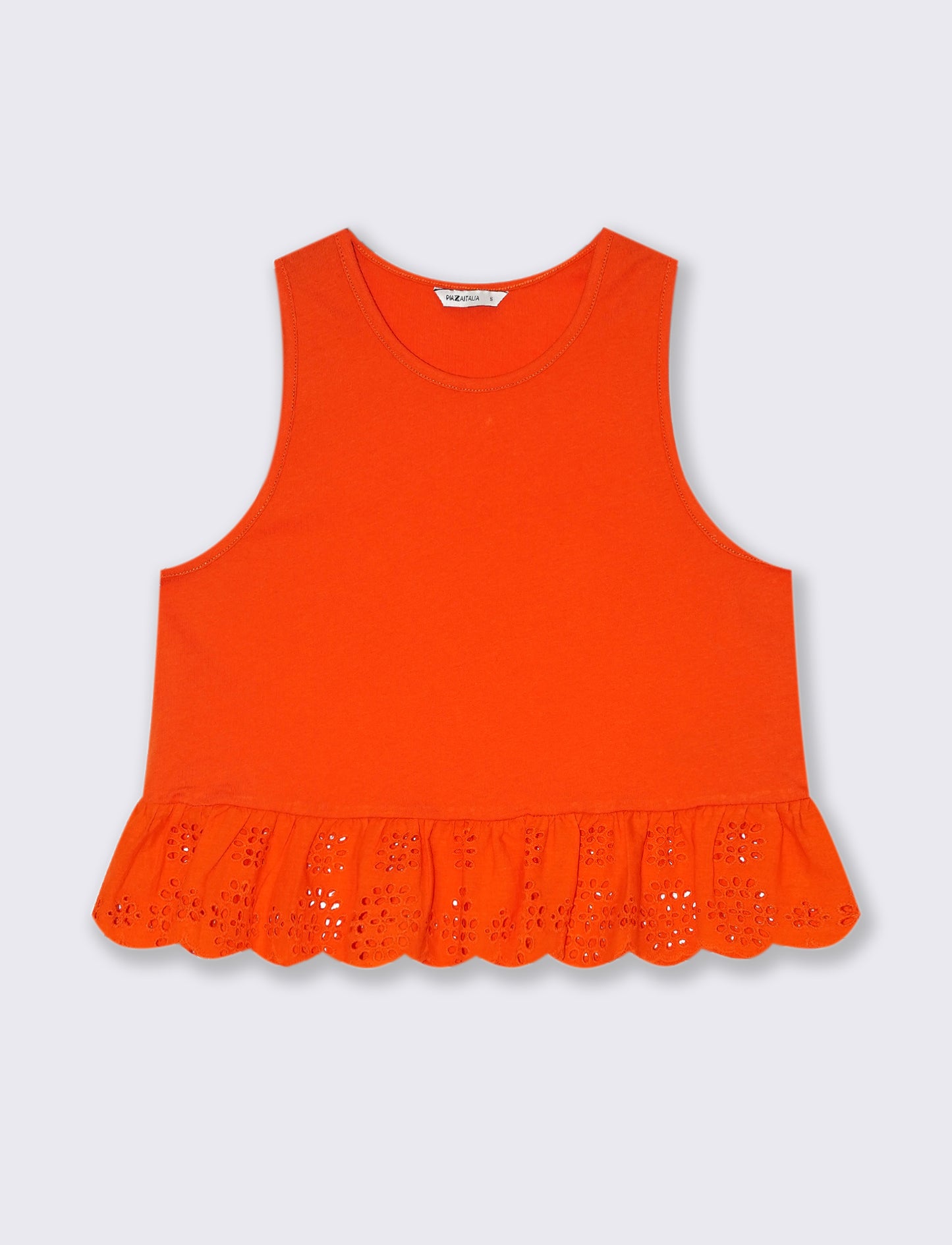 Top con volant da donna - Arancio