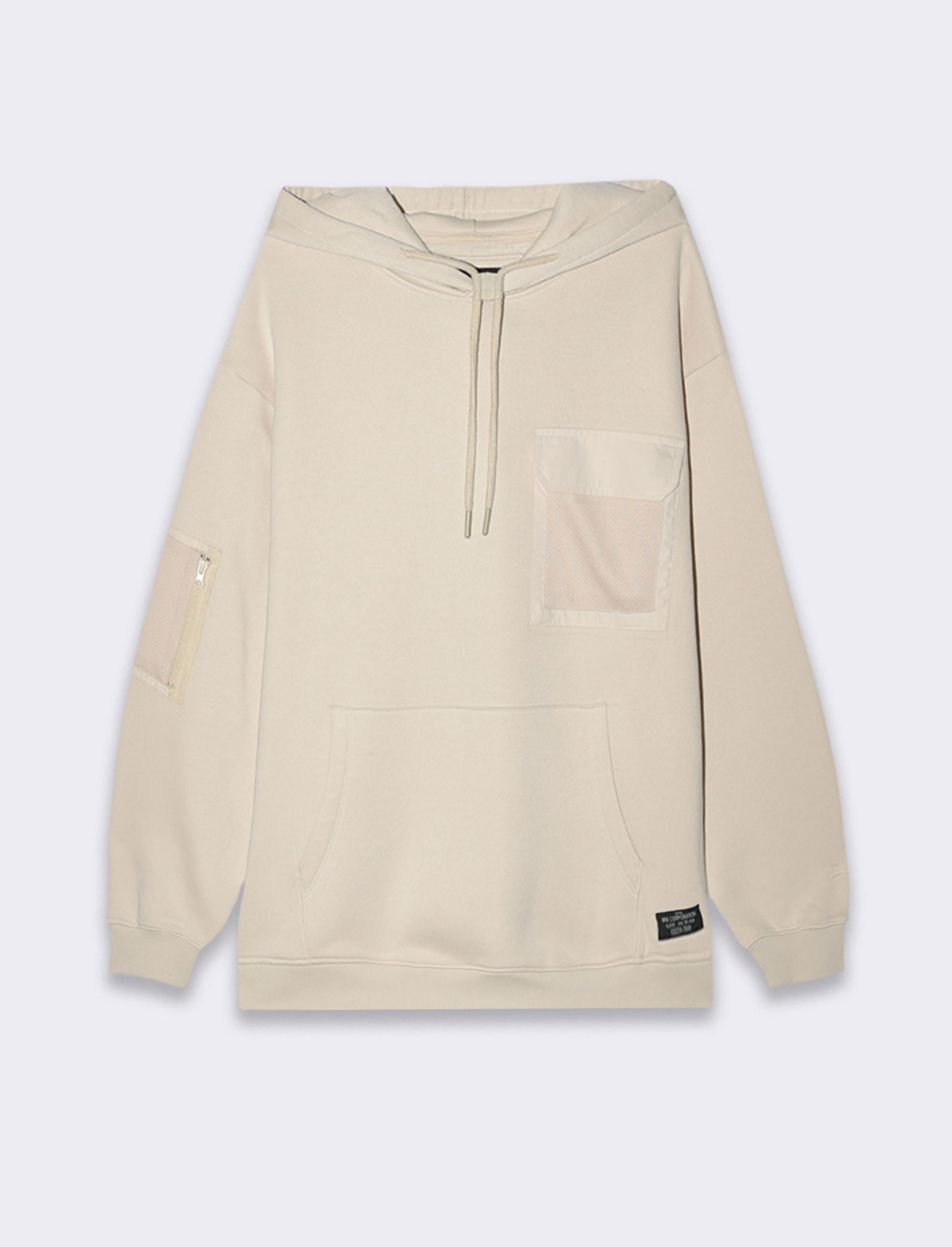 Felpa con stampe e cappuccio da uomo - Beige ecru
