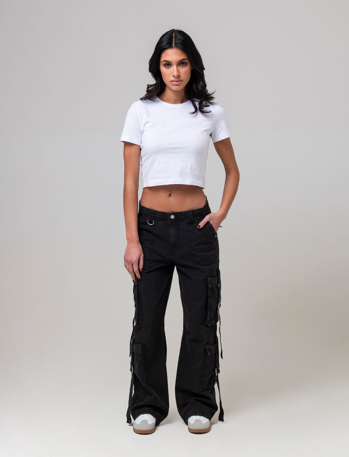 T-shirt basica crop da donna - Bianco