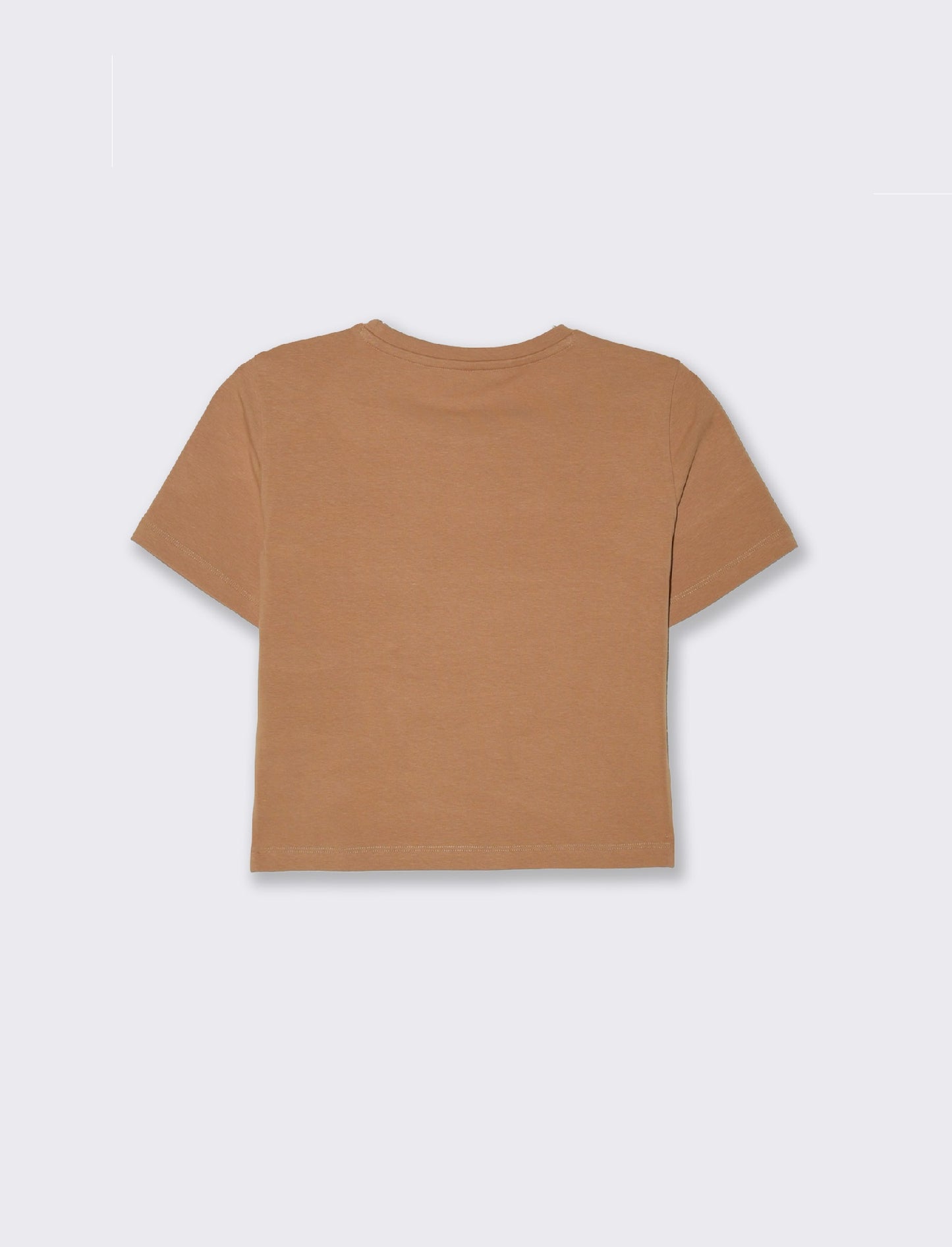 T-shirt basica crop da donna - Caramello