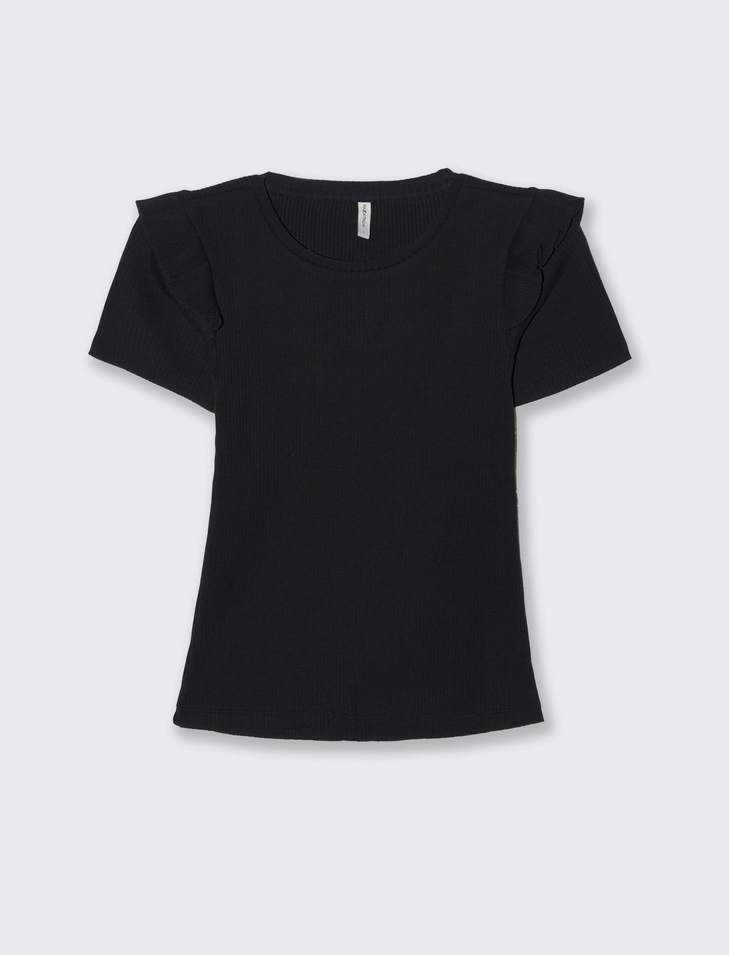 T-shirt a coste da donna - Nero