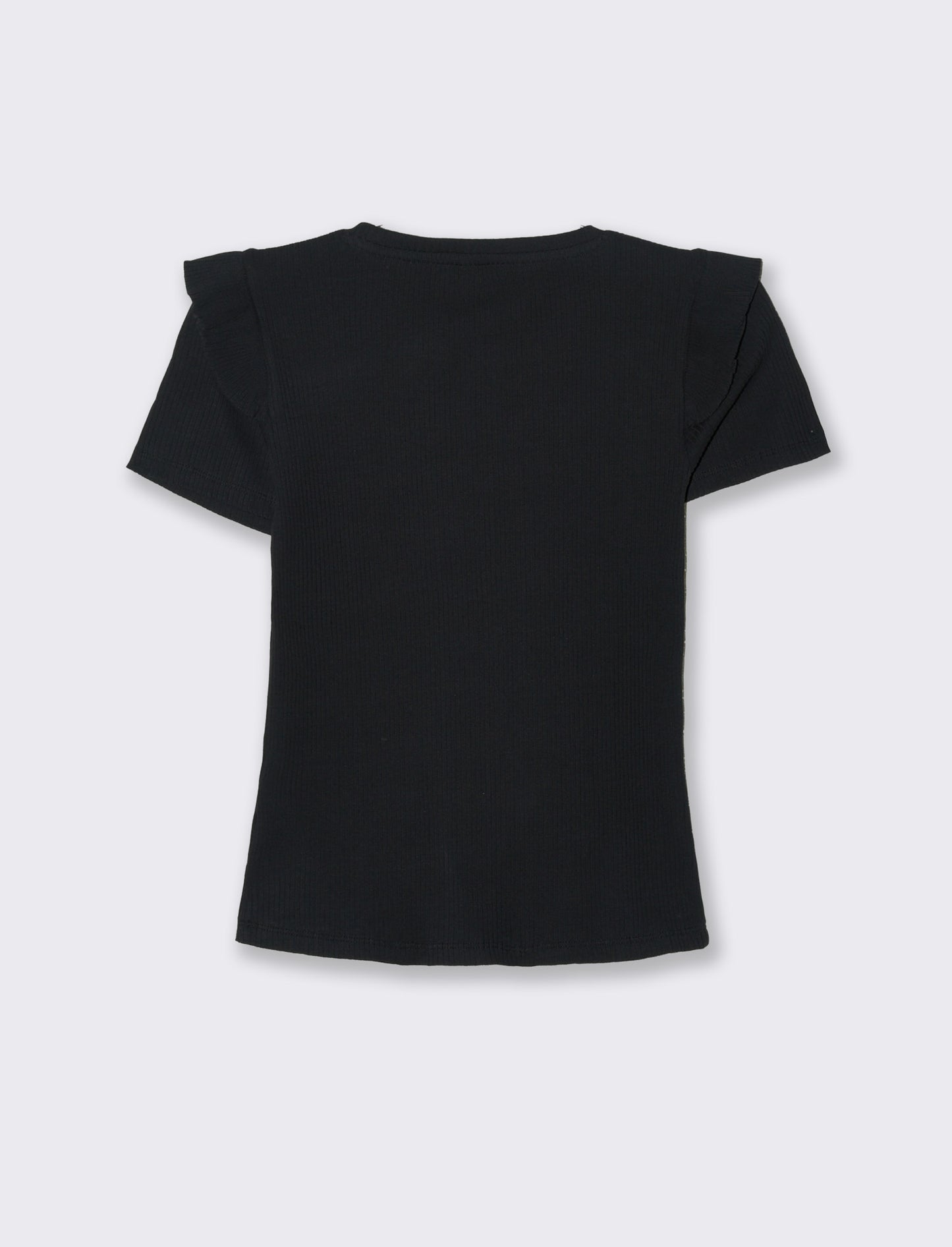 T-shirt a coste da donna - Nero
