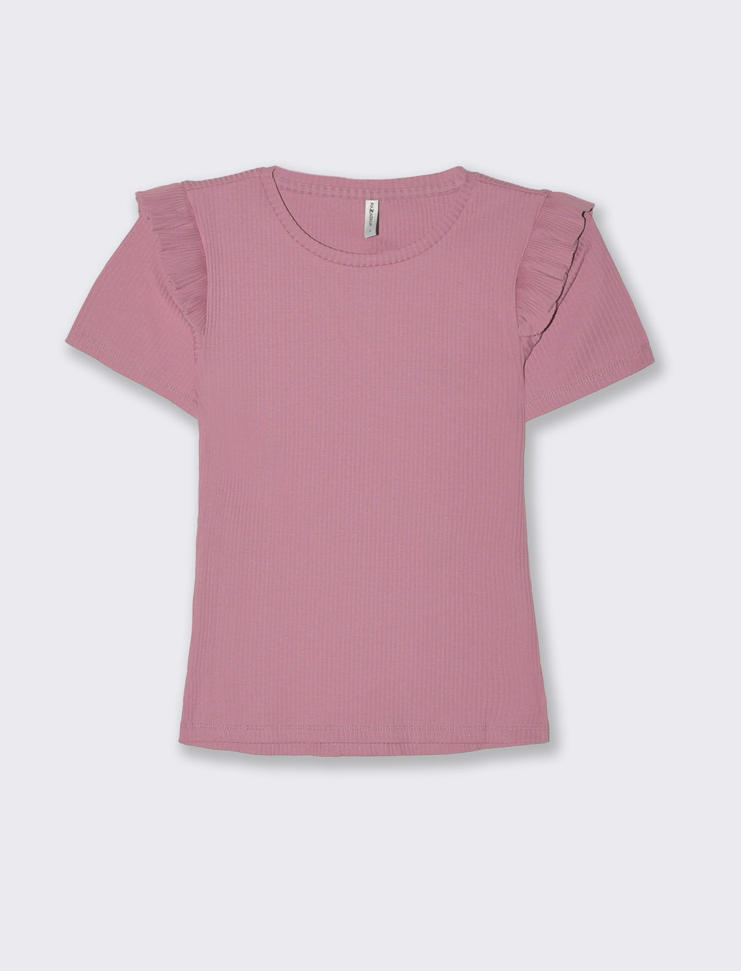 T-shirt a coste da donna - Rosa polvere