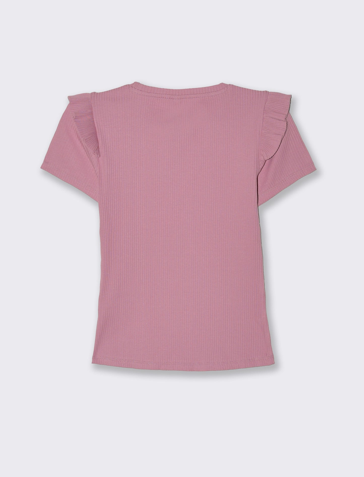 T-shirt a coste da donna - Rosa polvere