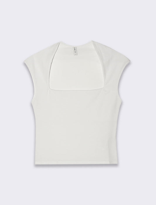 T-shirt scollo quadrato da donna - Bianco
