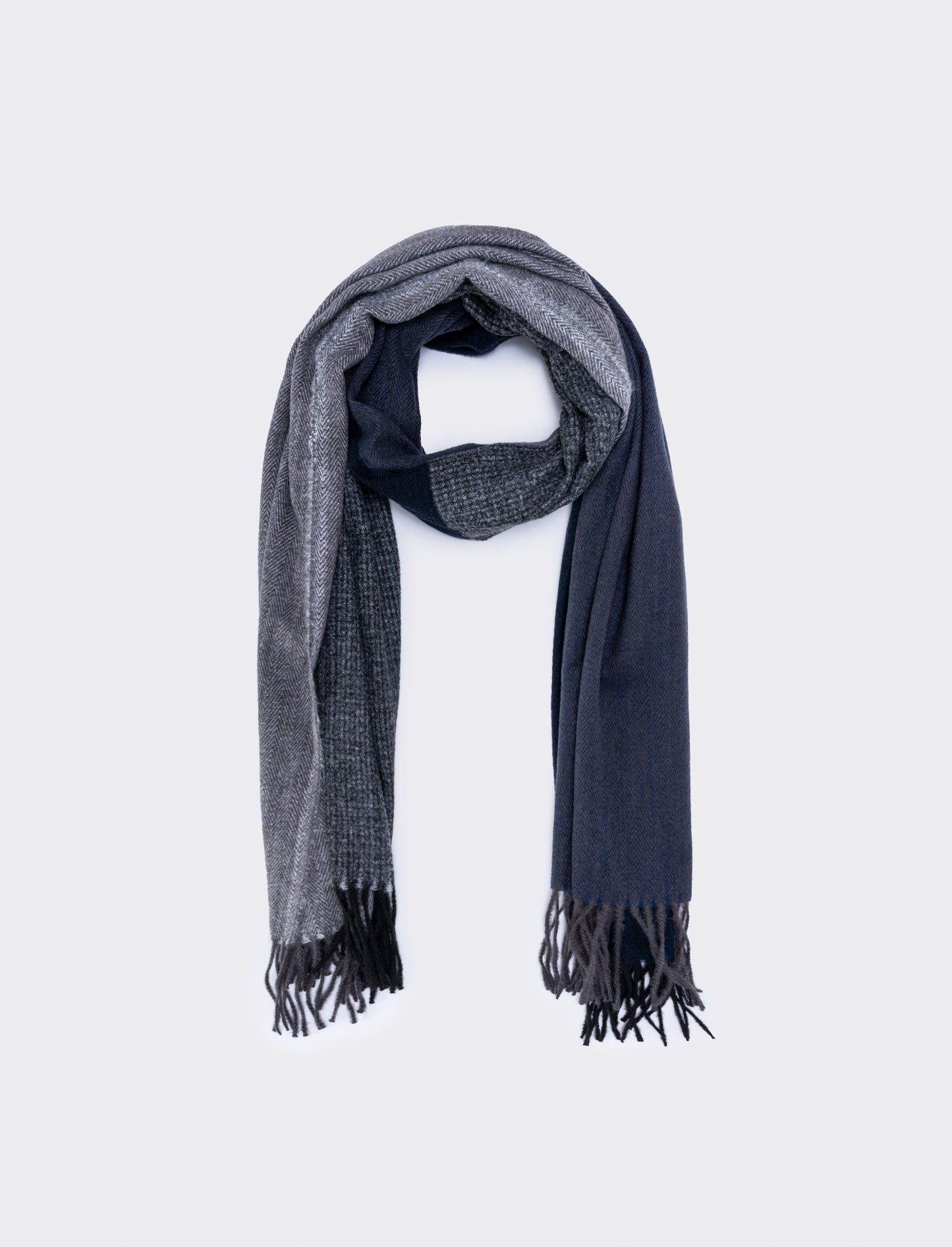 Fringed scarves for men with various designs - Blue