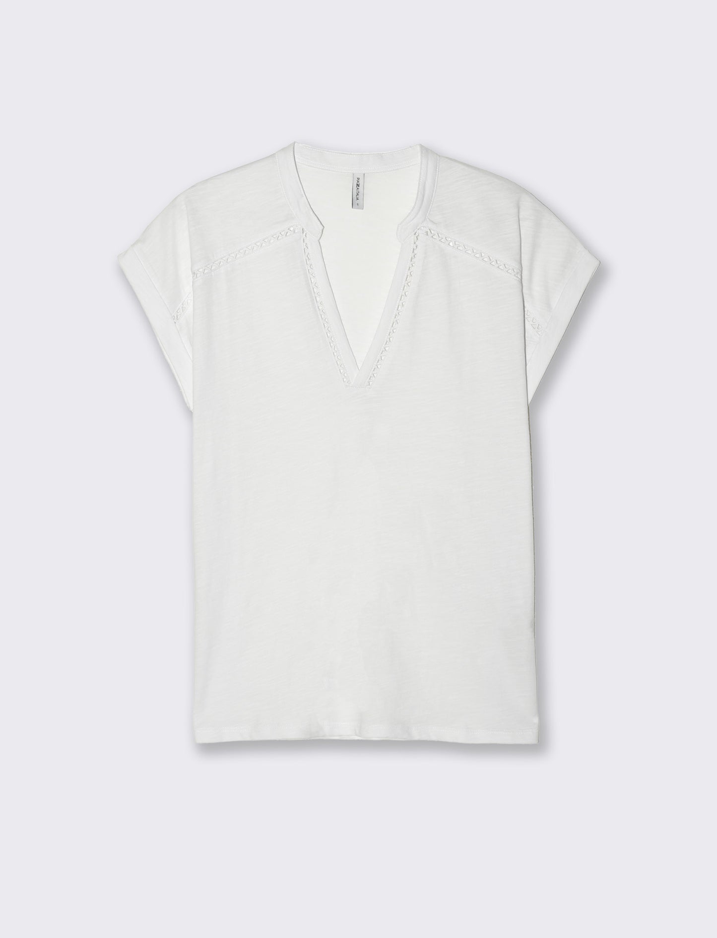 Woman's lace insert t-shirt for stylish comfort - White