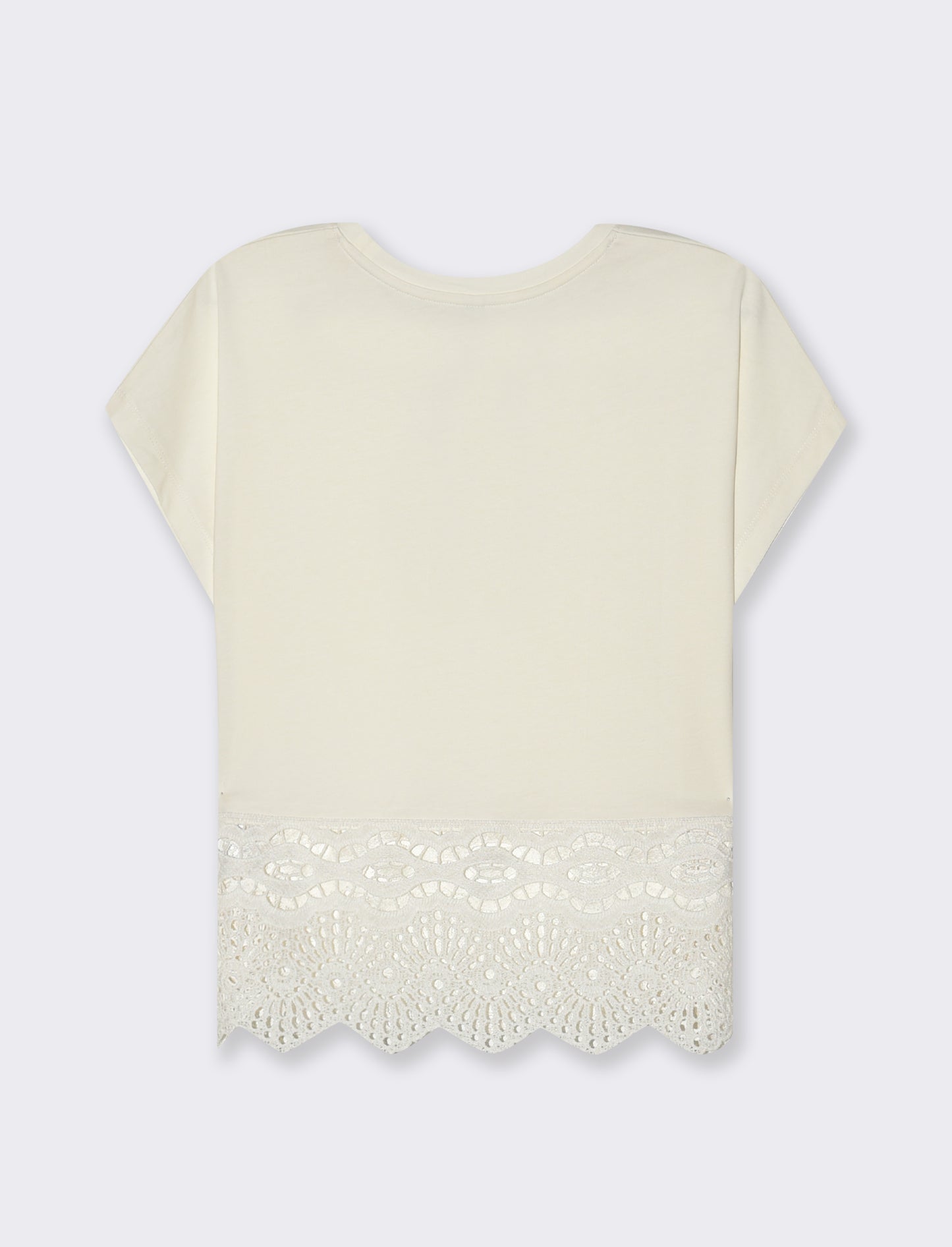 T-shirt con pizzo da donna - Avorio