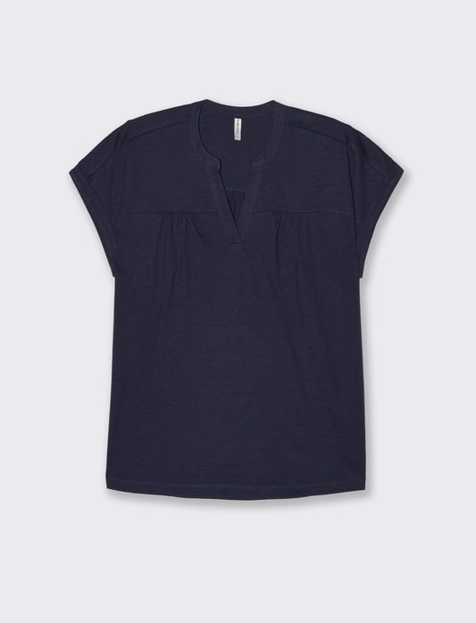 T-shirt con scollo a v da donna - Blu