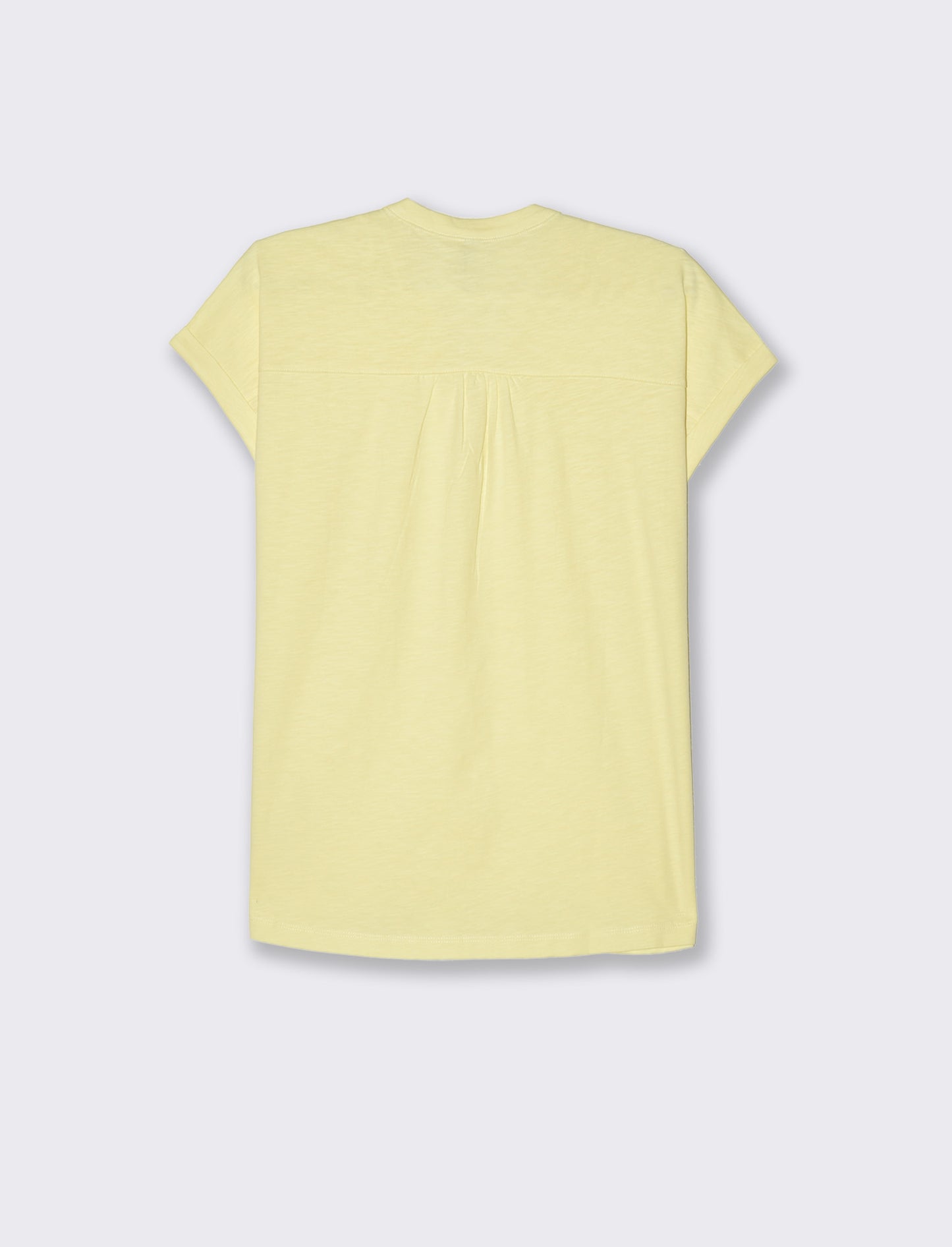 T-shirt con scollo a v da donna - Giallo pastello