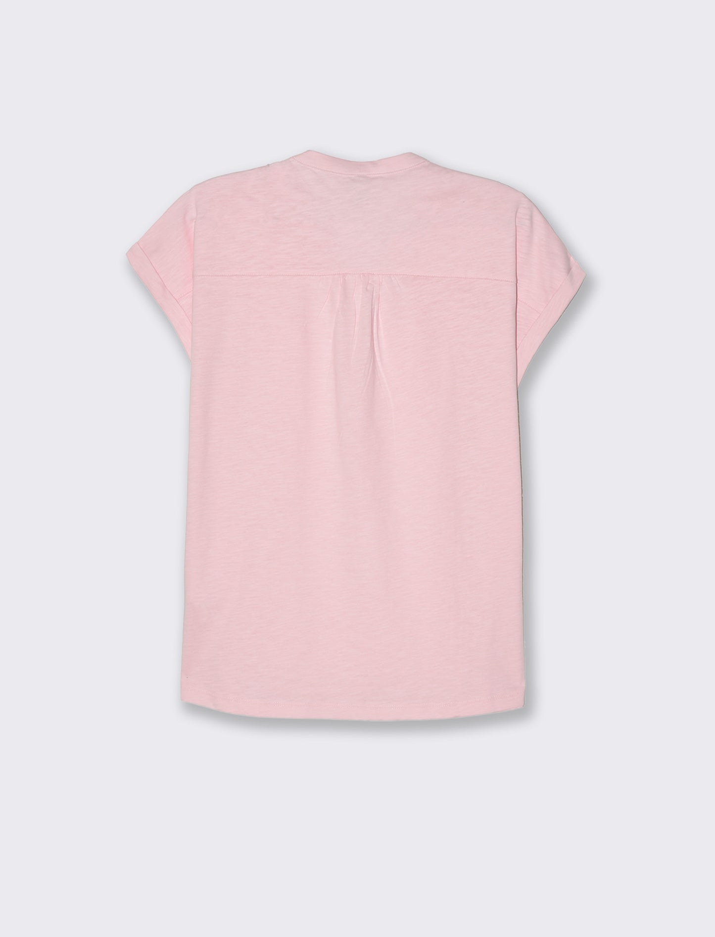 T-shirt con scollo a v da donna - Rosa plum