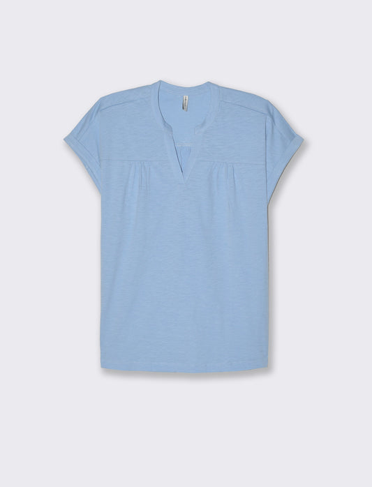 T-shirt con scollo a v da donna - Blu chiaro
