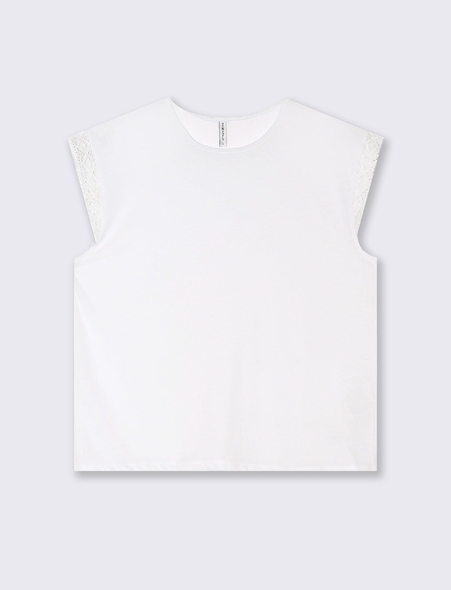 T-shirt con inserto in pizzo da donna - Bianco
