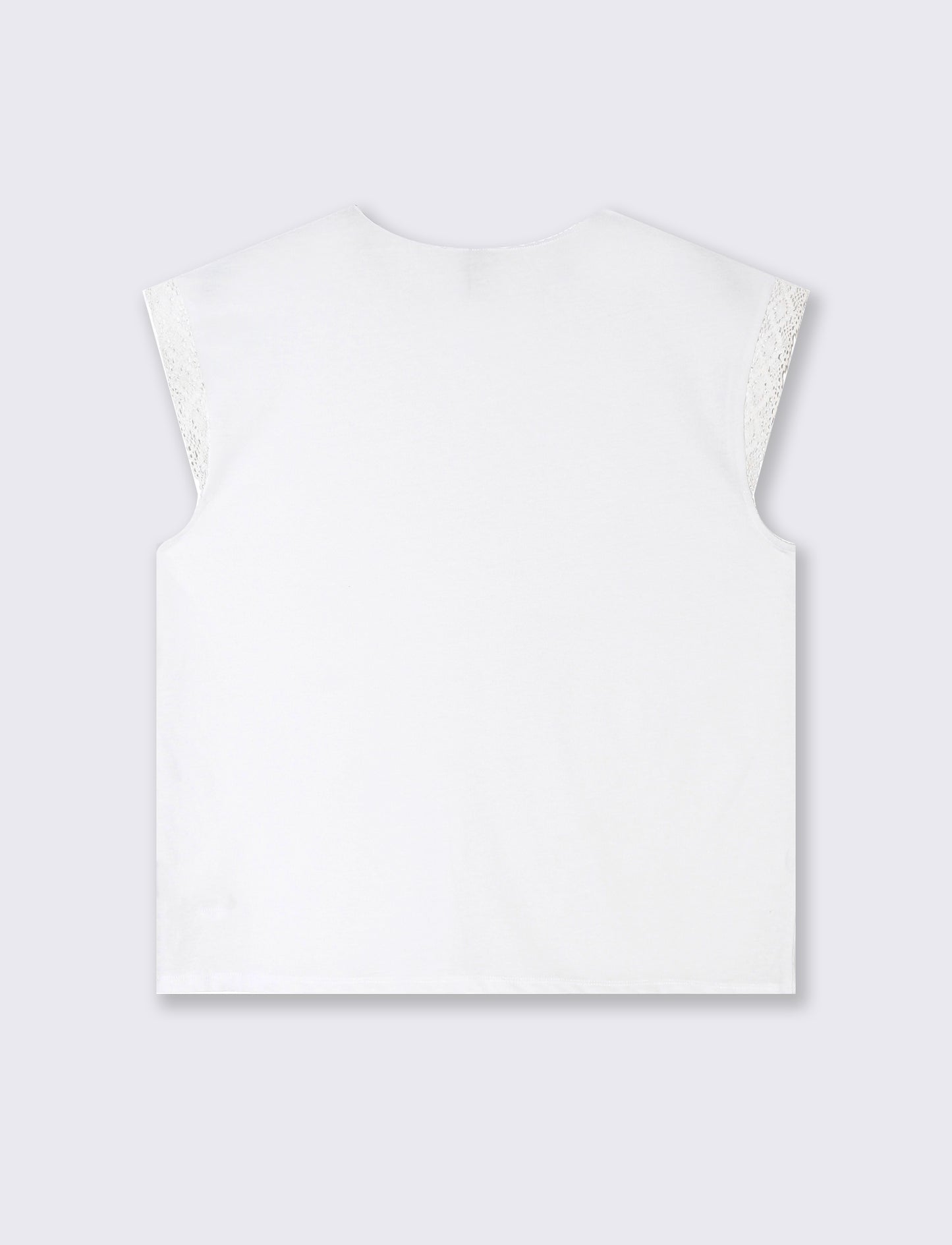 T-shirt con inserto in pizzo da donna - Bianco