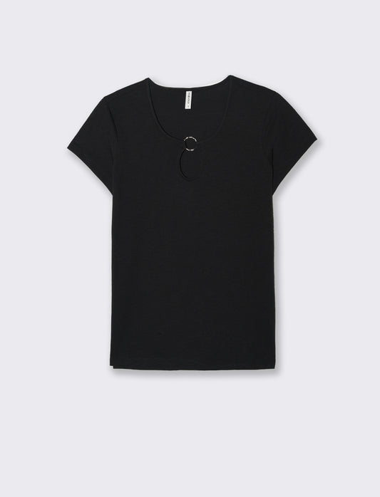 T-shirt con anello da donna - Nero