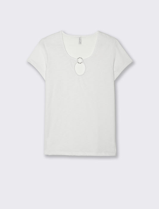 T-shirt con anello da donna - Bianco