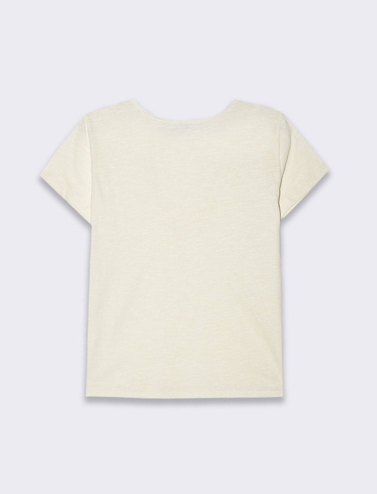 T-shirt con passamaneria sullo scollo da donna - Avorio