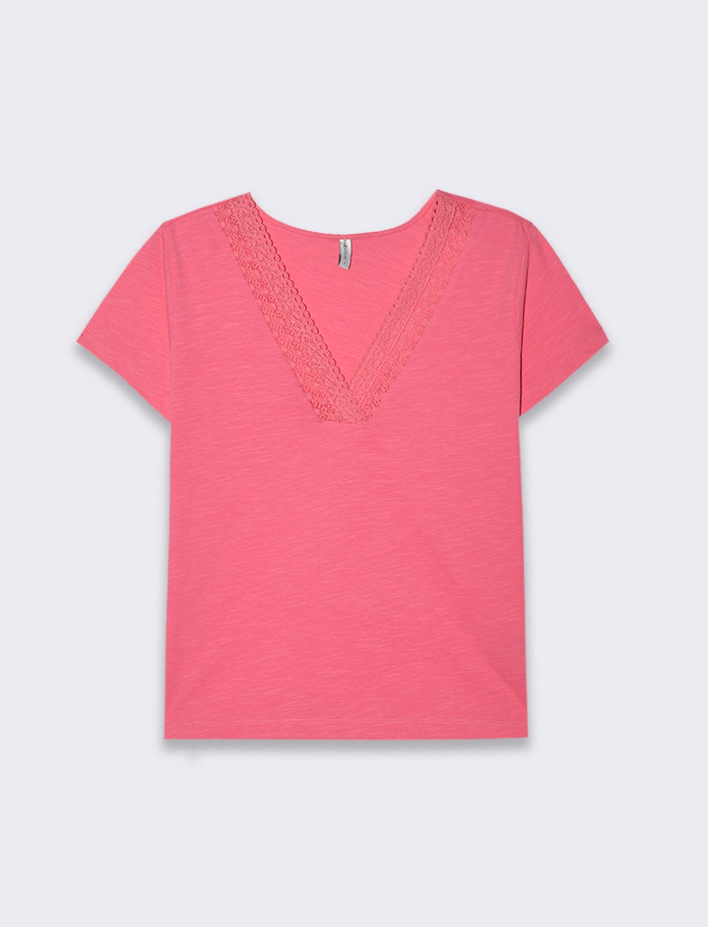 Woman's embroidered neckline t-shirt - Red