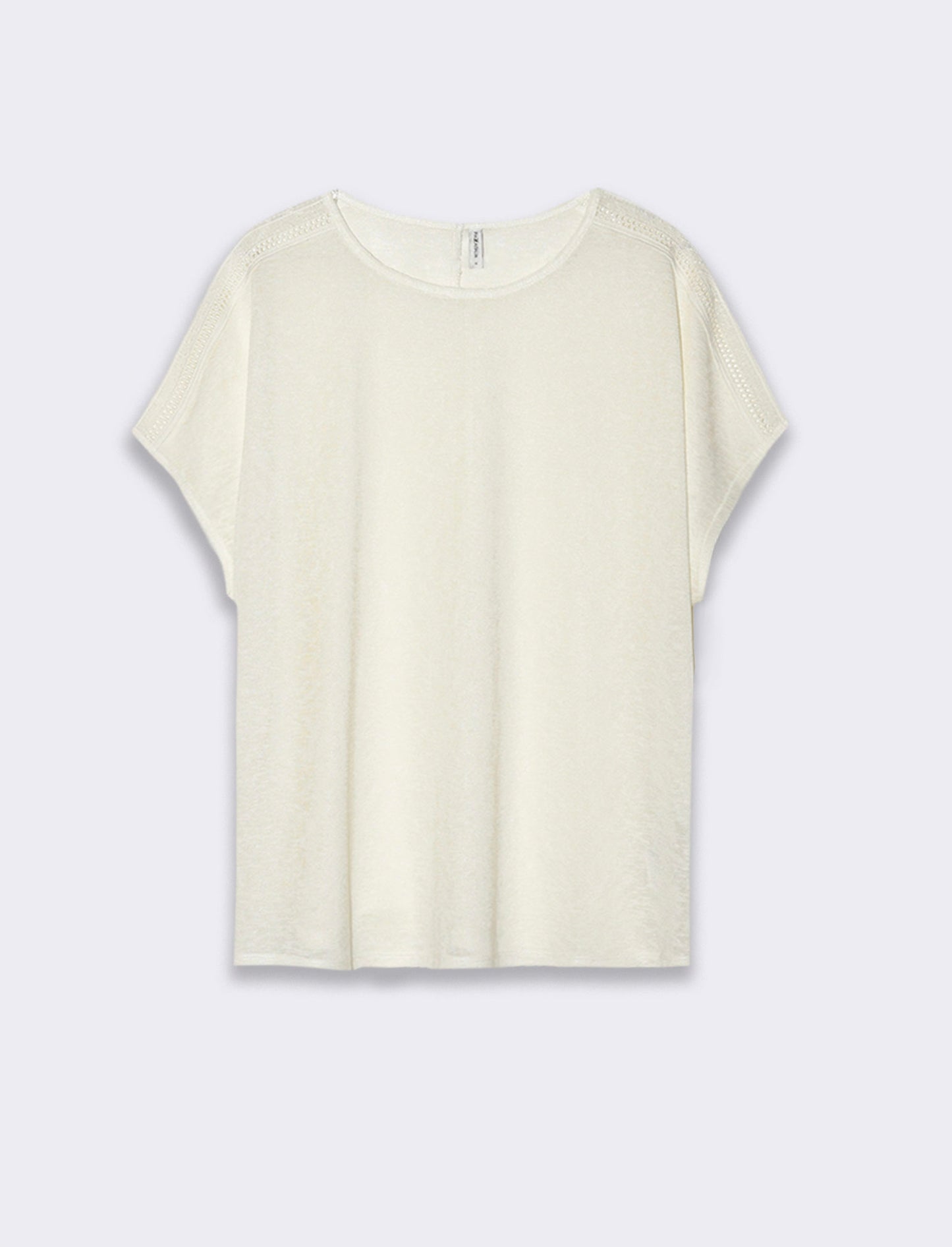 Woman's lace trim t-shirt for stylish comfort - Beige