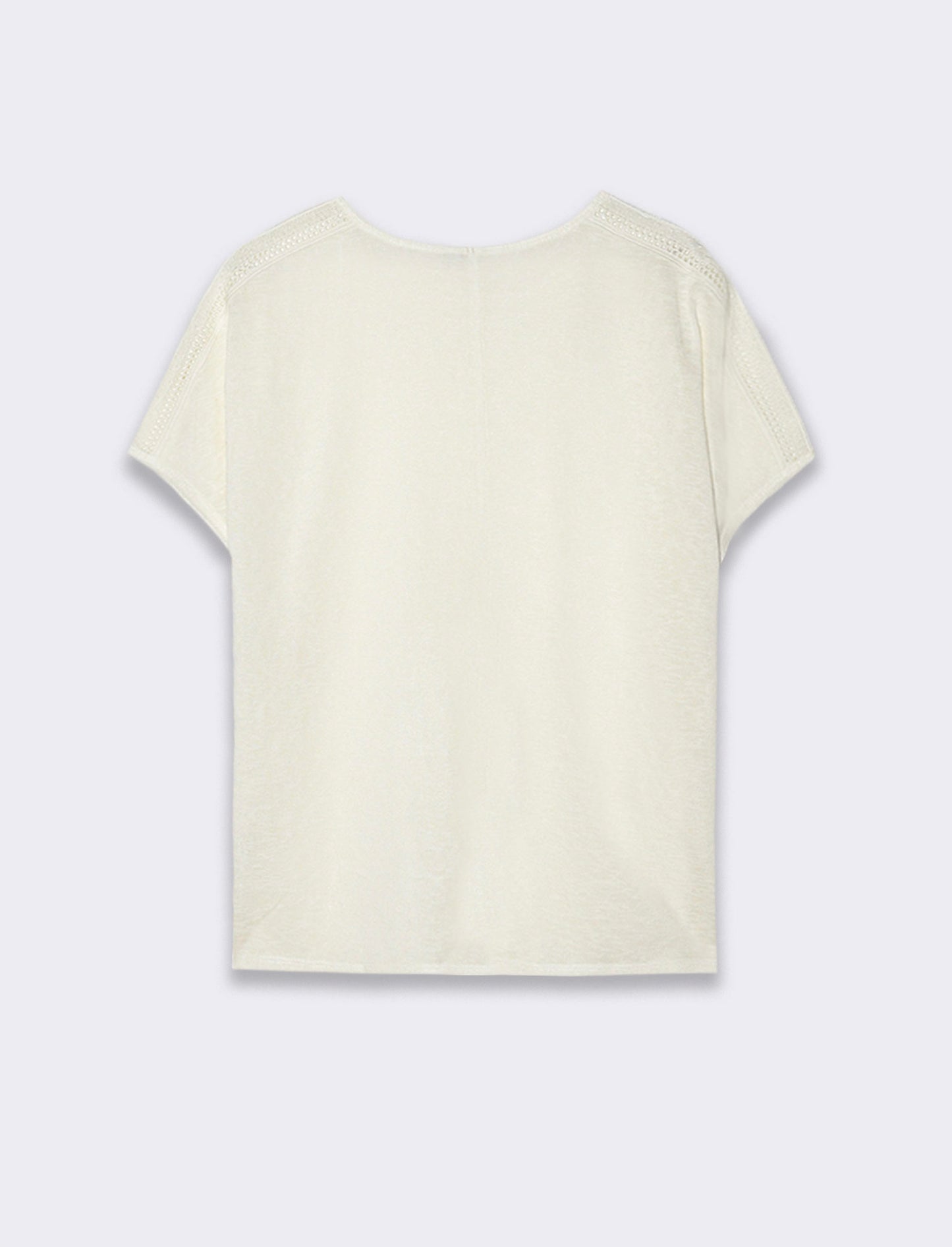 Woman's lace trim t-shirt for stylish comfort - Beige
