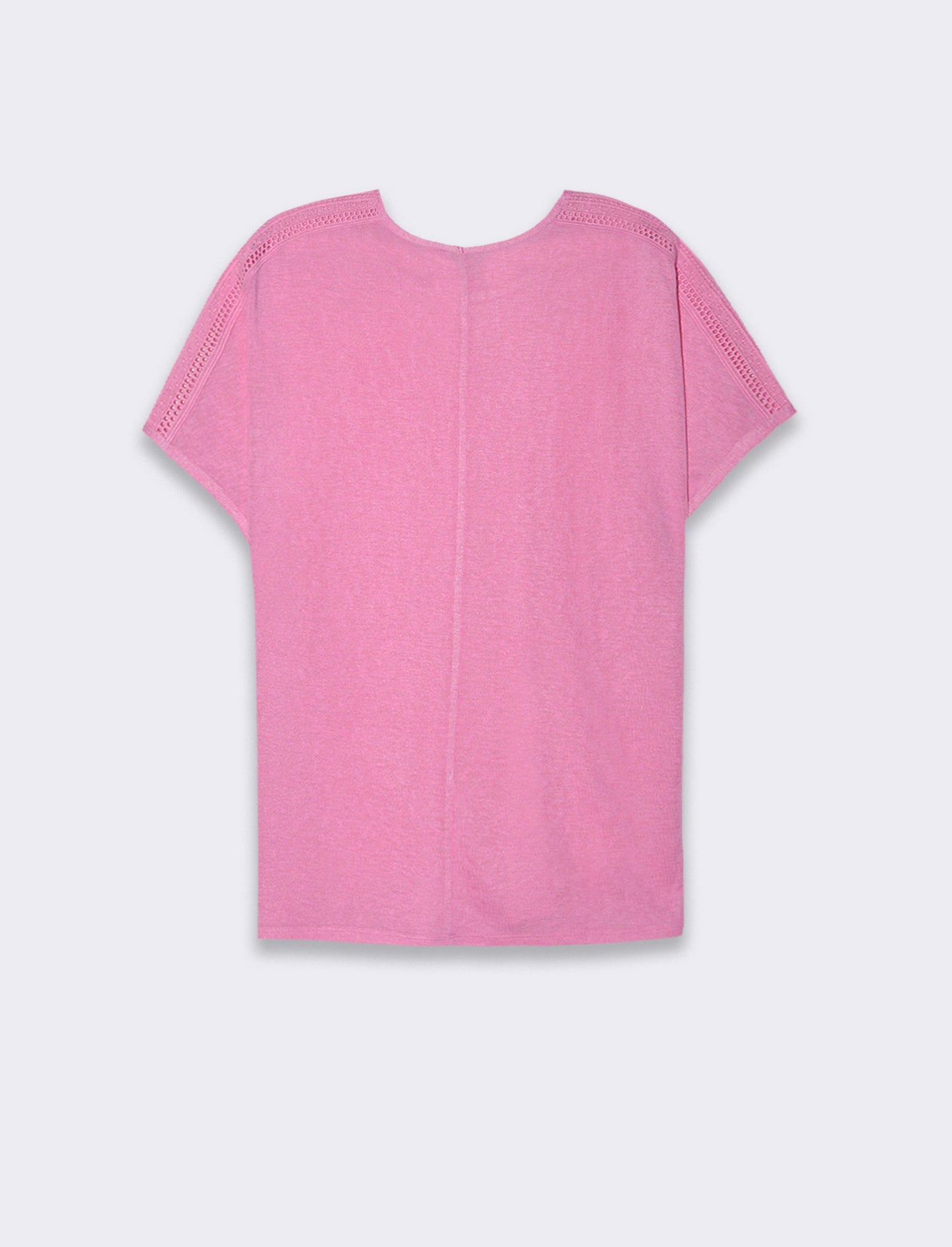 Woman's lace trim t-shirt for stylish comfort - Pink