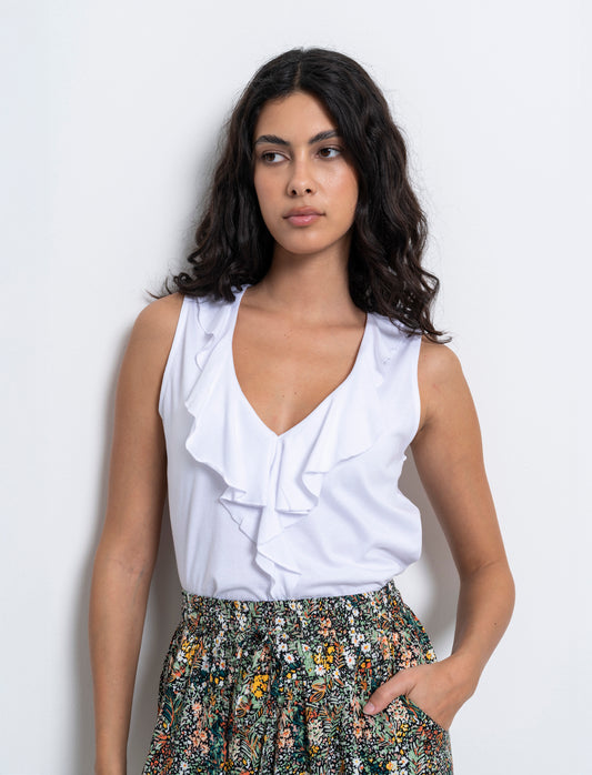 T-shirt con rouches da donna - Bianco