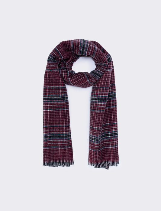 Foulard double face righe e quadretti uomo - Rosso