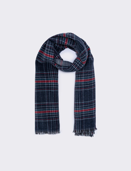 Foulard double face righe e quadretti uomo - Blu