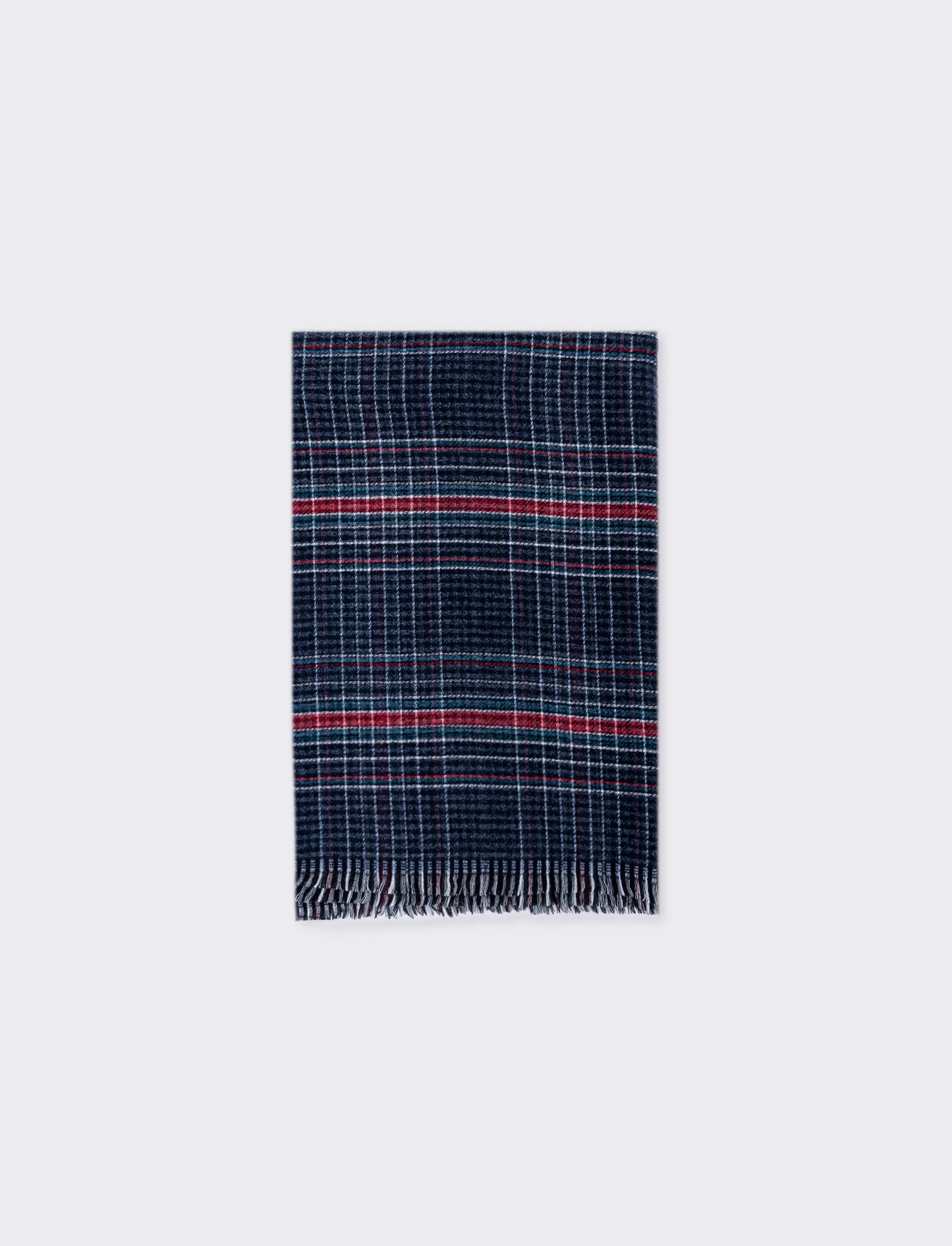 Reversible scarf with stripes and checks for men - Blue
