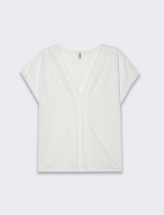 T-shirt con passamaneria da donna - Bianco