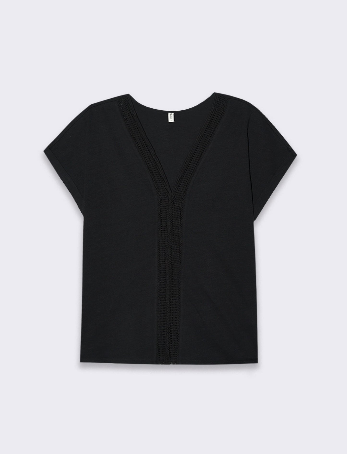 T-shirt con passamaneria da donna - Nero