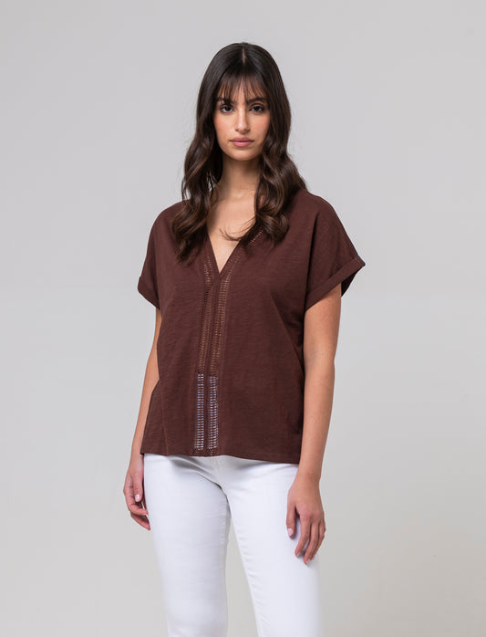T-shirt con passamaneria da donna - Caffe'