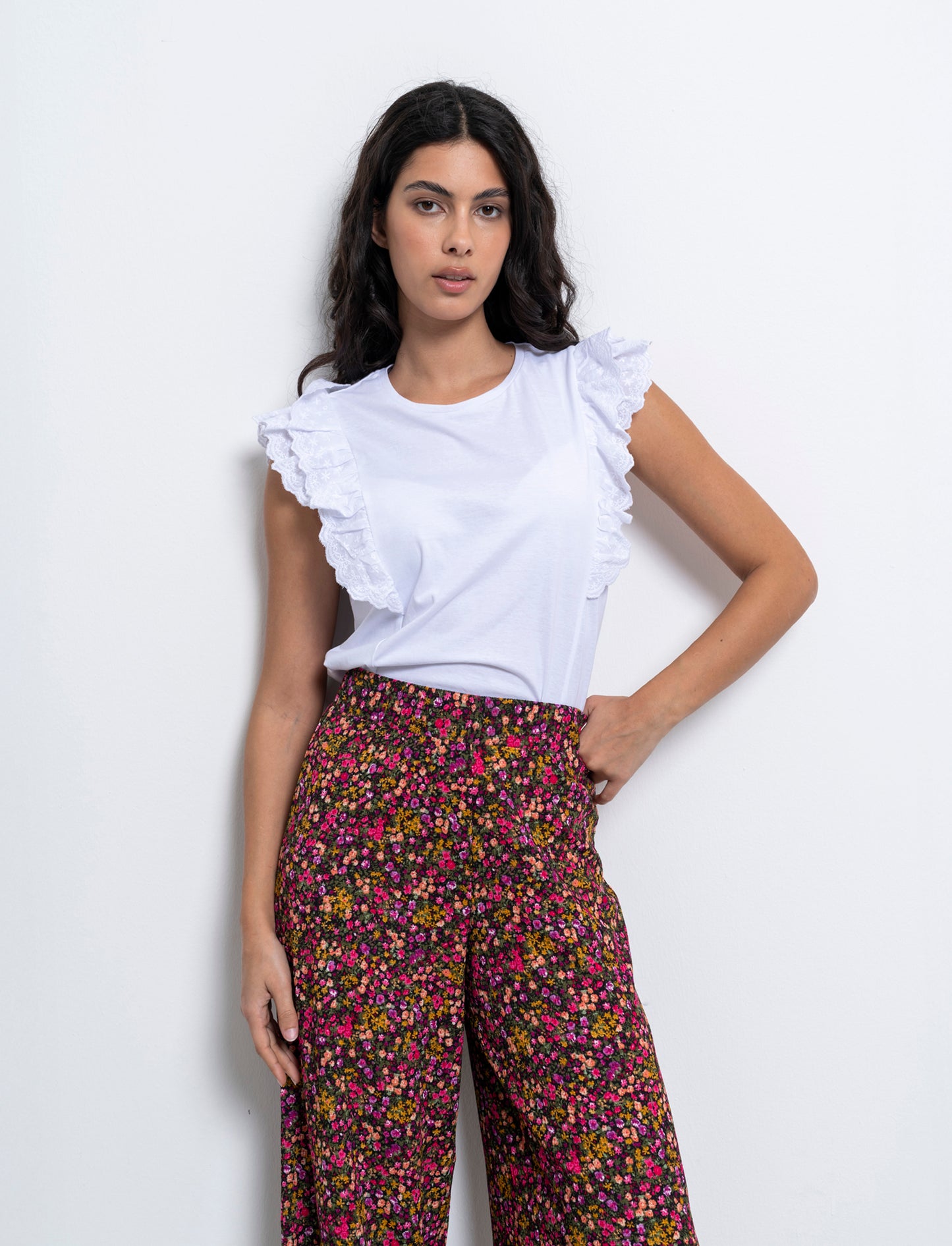 T-shirt con rouches da donna - Bianco