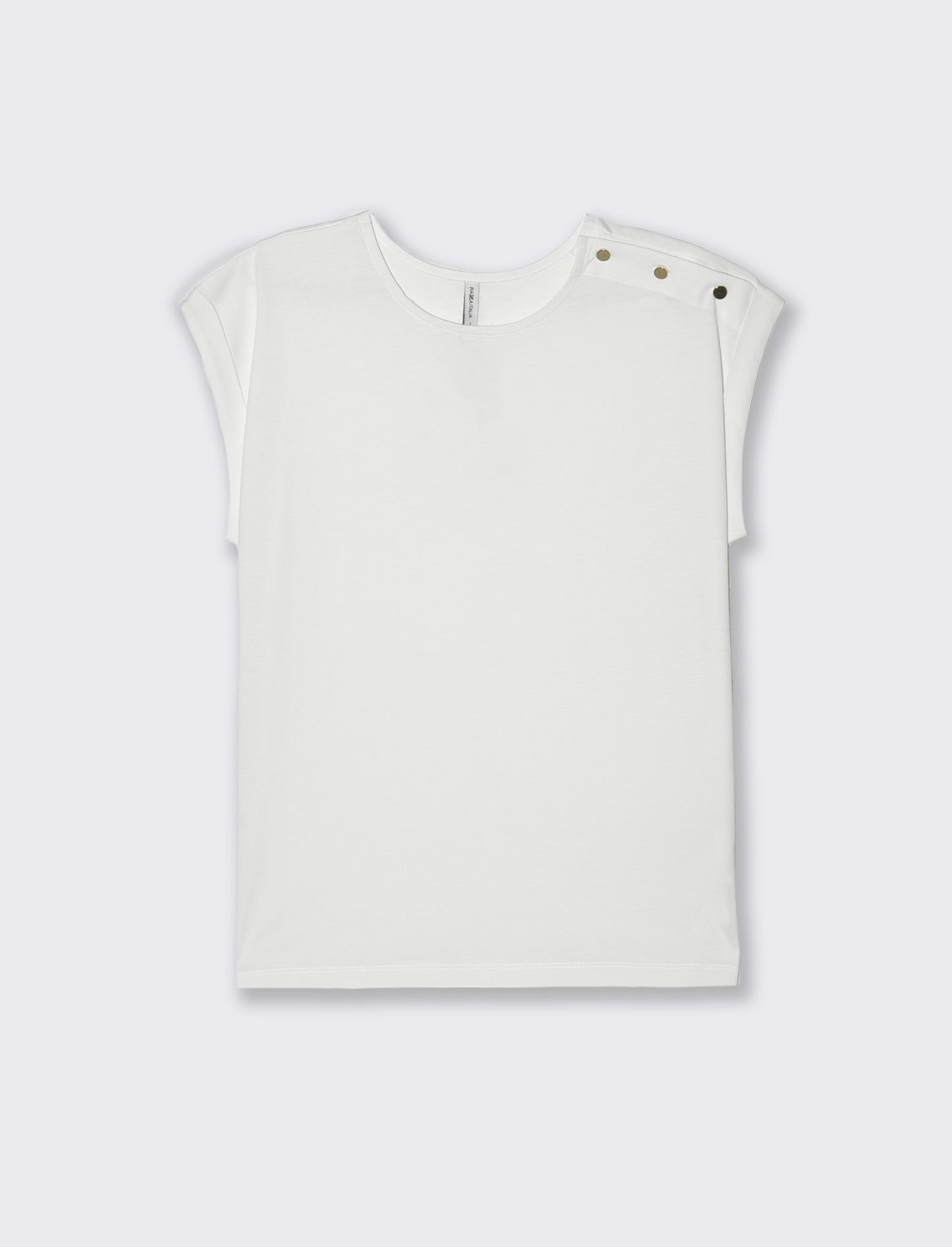 T-shirt con bottoni e asole da donna - Bianco