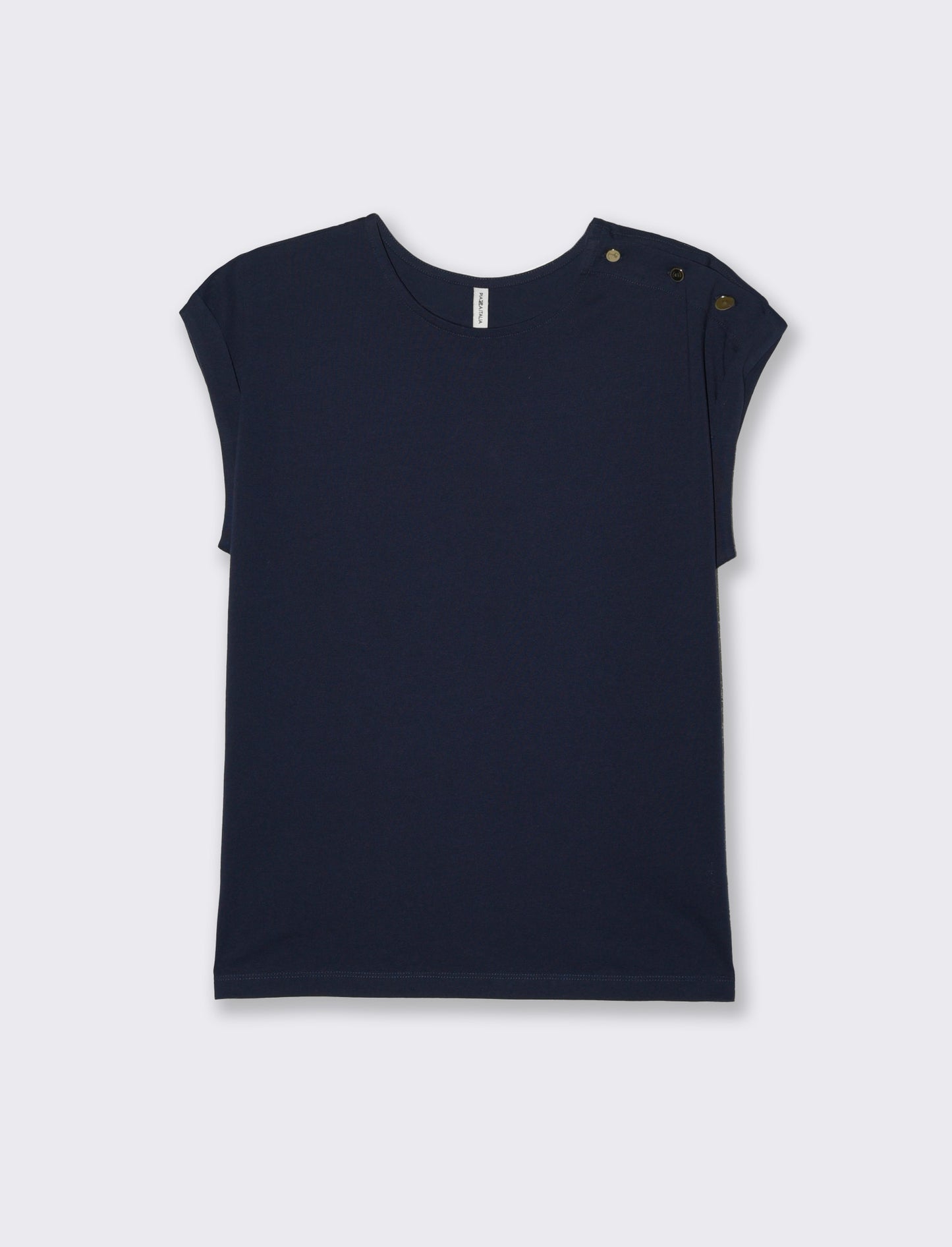 T-shirt con bottoni e asole da donna - Blu