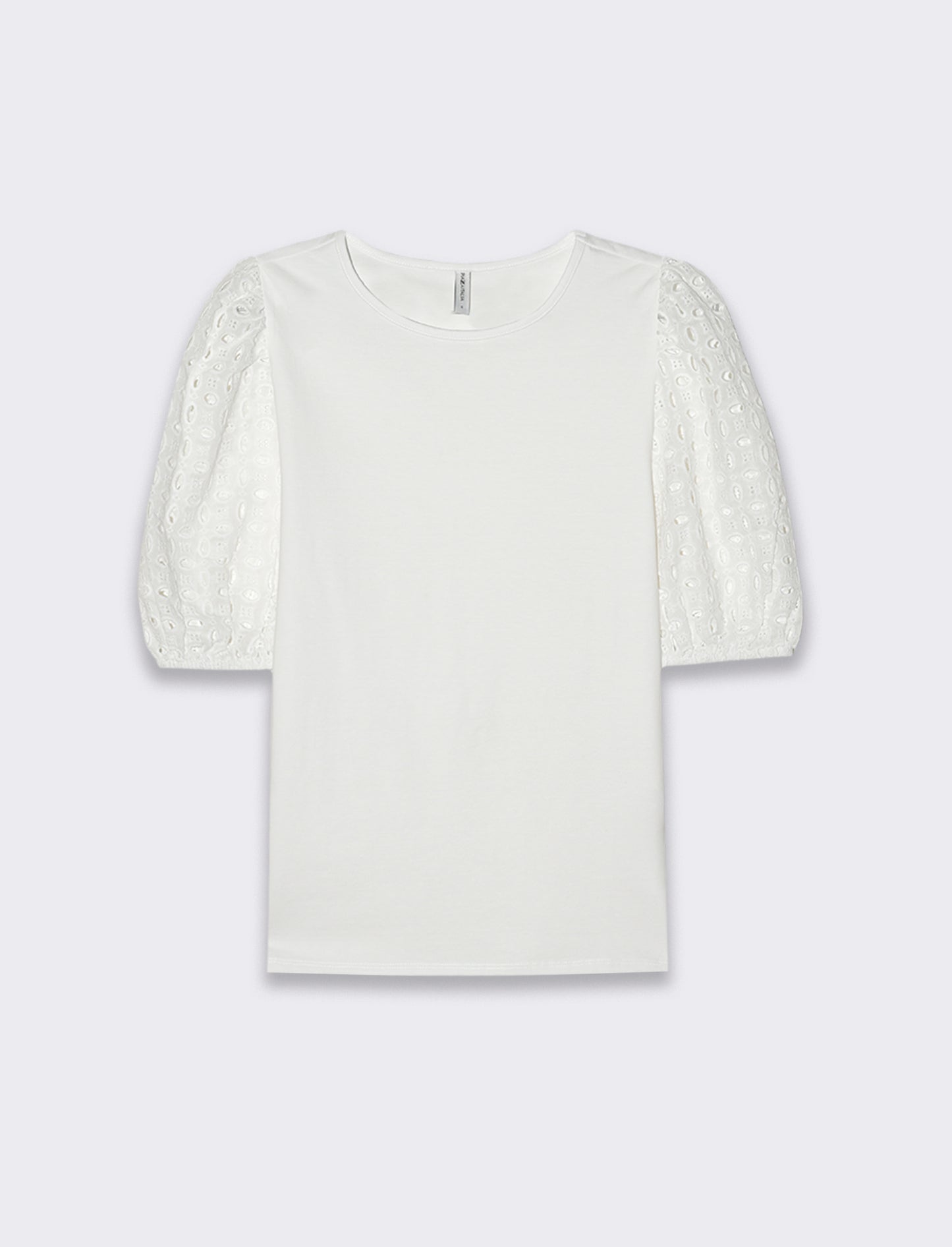 Woman's lace sleeve t-shirt for stylish looks - White