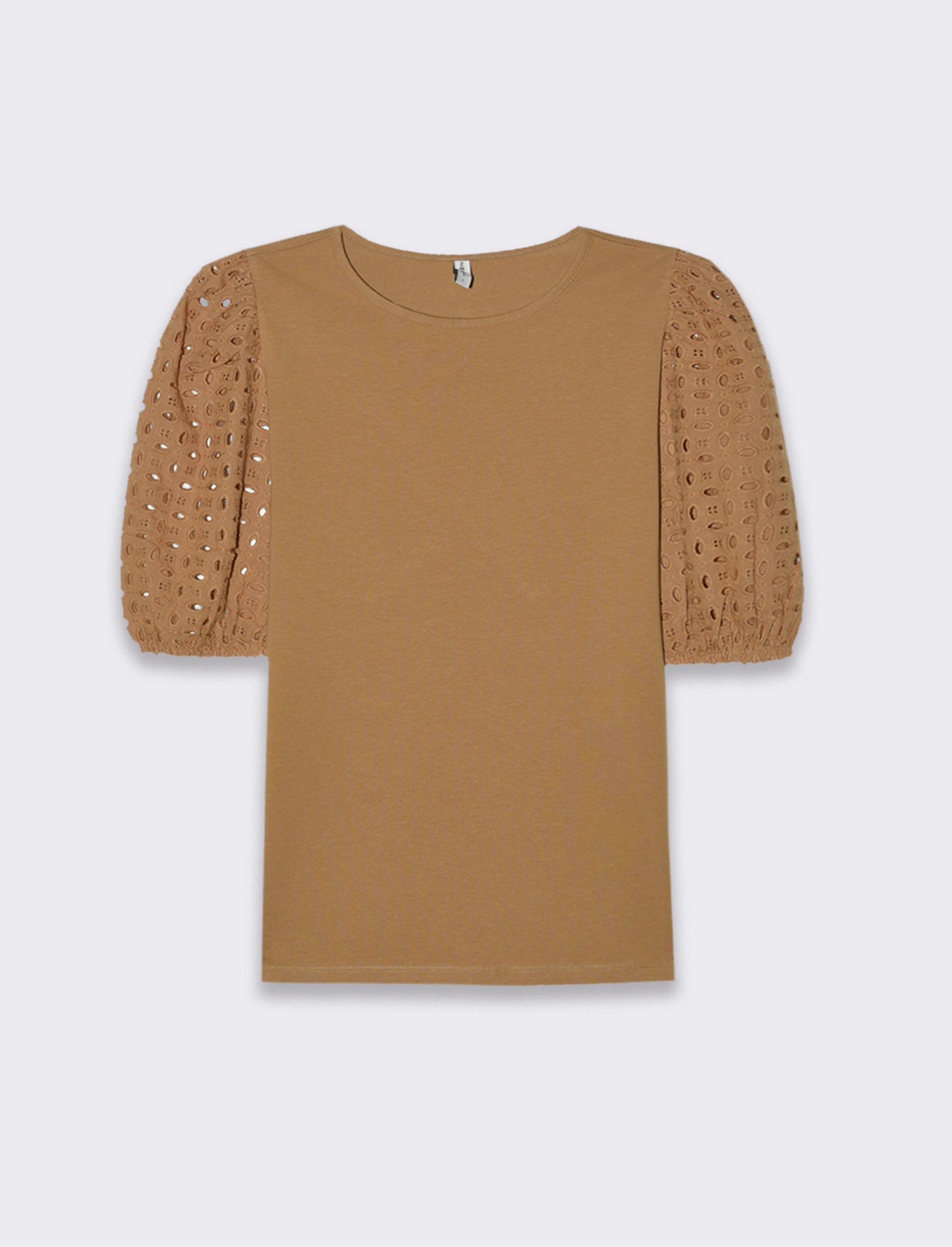 Woman's lace sleeve t-shirt for stylish looks - Beige