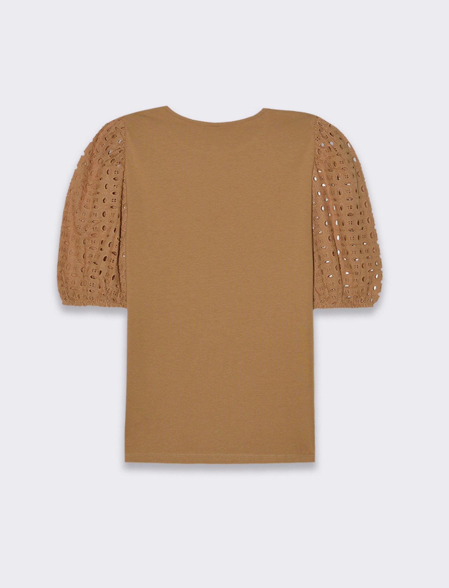 Woman's lace sleeve t-shirt for stylish looks - Beige
