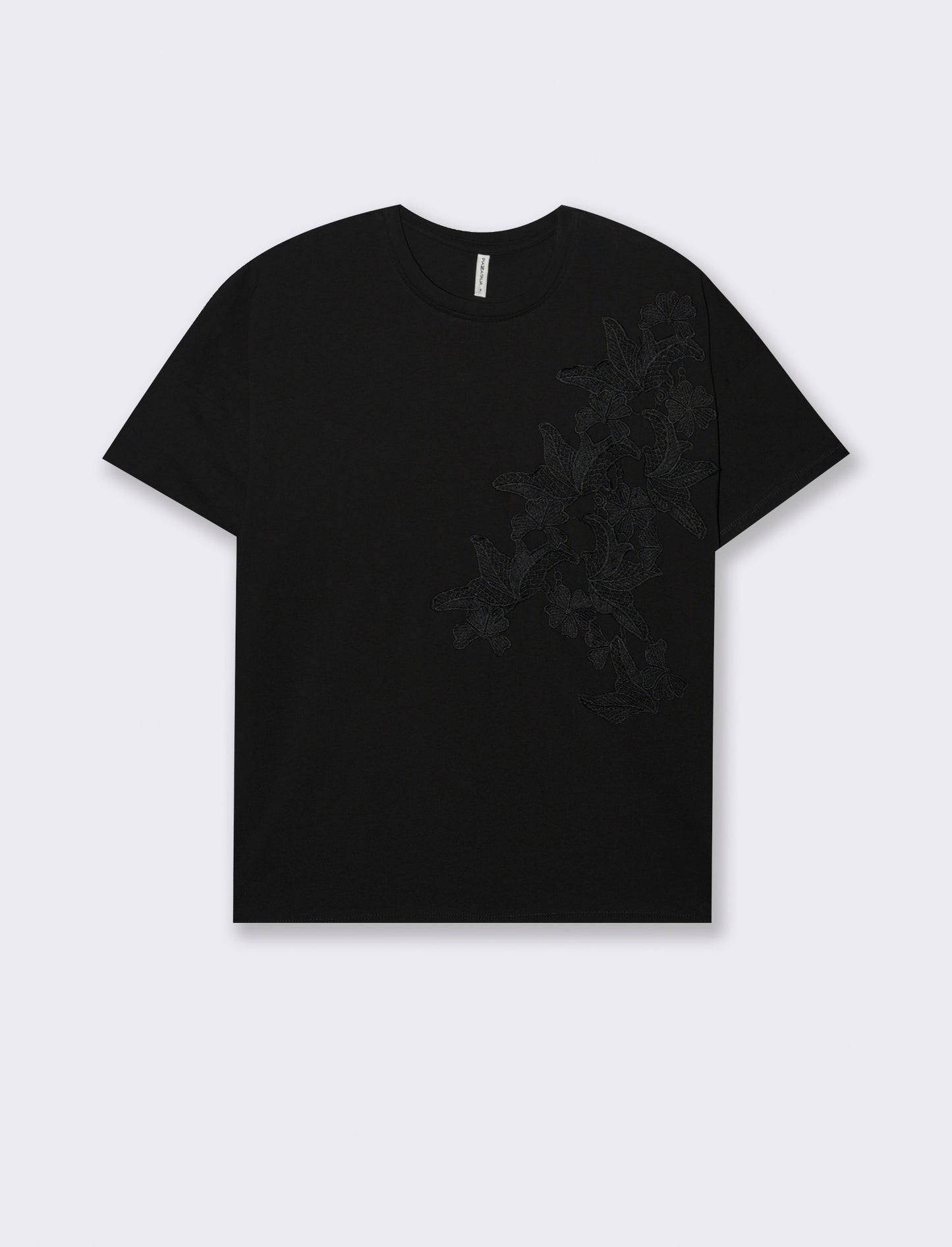 T-shirt con applicazione da donna - Nero