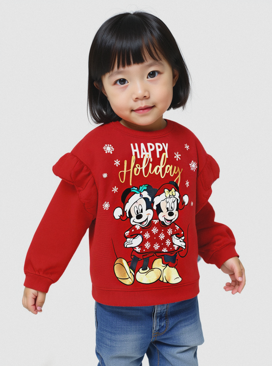 Felpa natalizia stampa Disney - Rosso