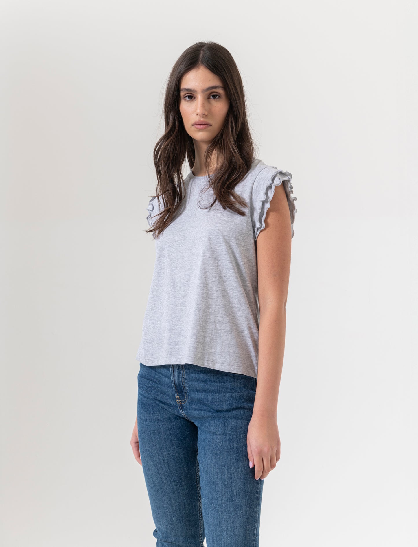 T-shirt con rouches da donna - Grigio melange