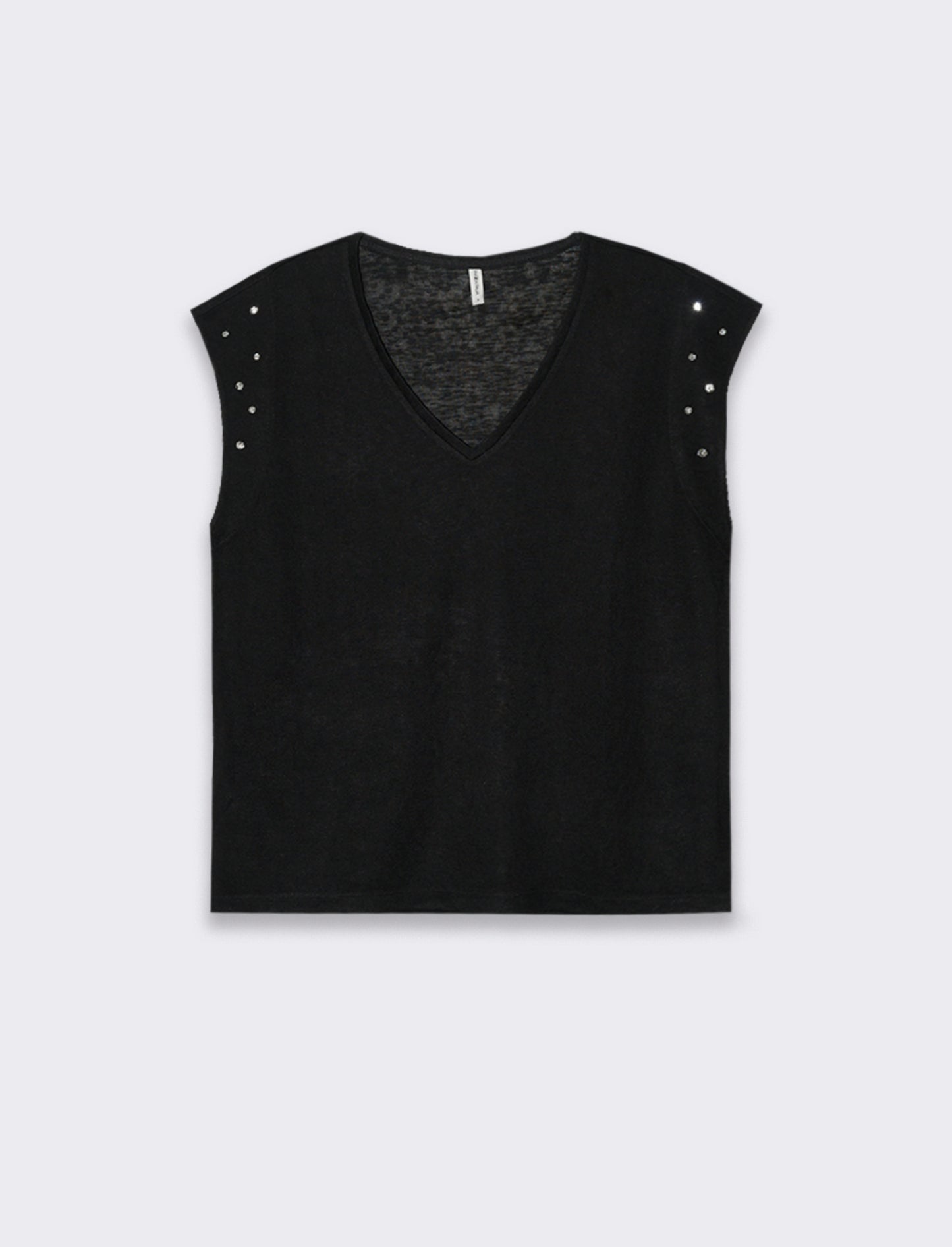 Woman's embellished t-shirt with unique designs - Black